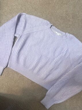 Full Tilt Lavender Ribbed Cropped Crewneck Sweater